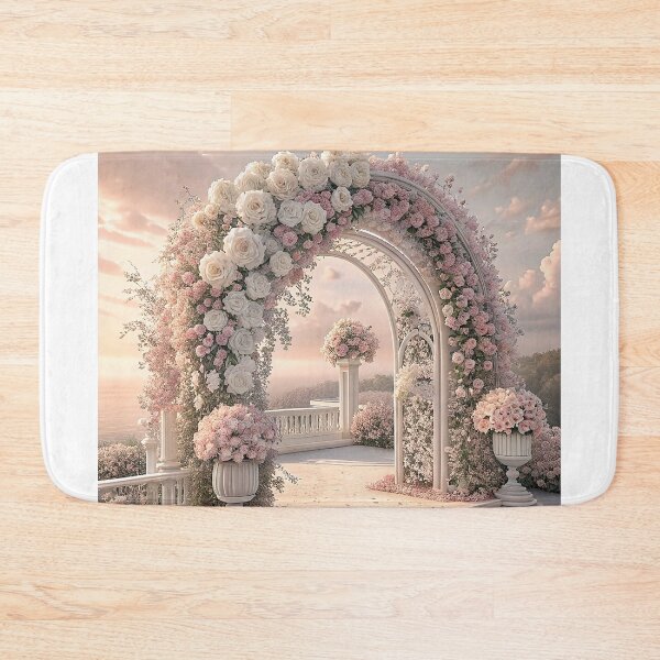 Item preview, A beautiful wedding arch decorated with pink and white flowers designed and sold by Merrylands Artshop.