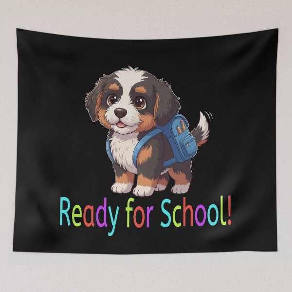 Item preview, Ready for School Cute Bernedoodle Puppy – Back to School designed and sold by The Real Life Symphony.