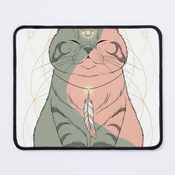 Item preview, Dual Cat with Feather and Third Eye – Inner Union & Sacred Geometry designed and sold by aluzia.design.