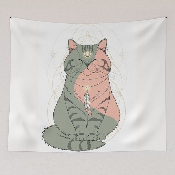Item preview, Dual Cat with Feather and Third Eye – Inner Union & Sacred Geometry designed and sold by 	aluzia.design.