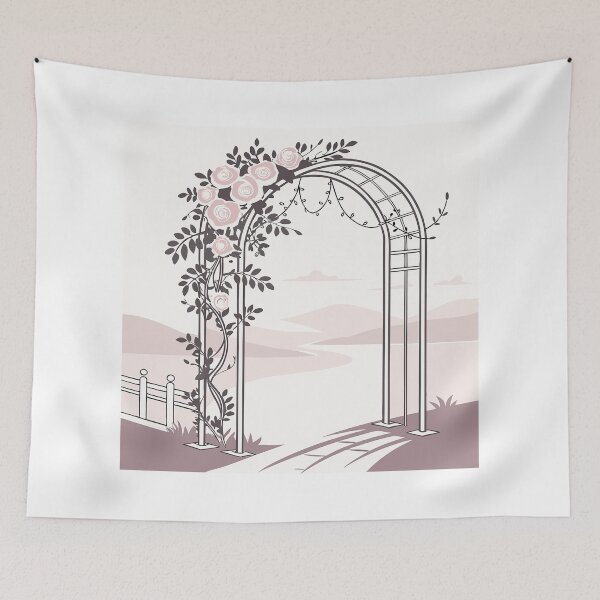 Item preview, A beautiful wedding arch decorated with pink flowers designed and sold by Merrylands Artshop.