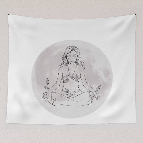 Item preview, Lunar Peace – Meditating Woman in Floral Moonlight Tshirt designed and sold by AmeliaKrysiak.