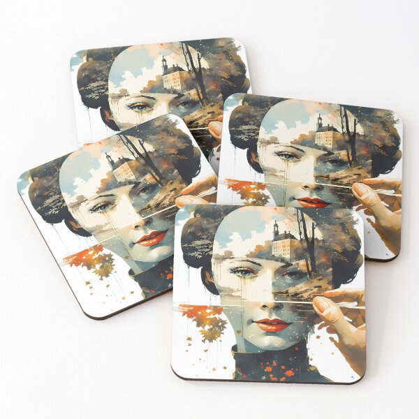 Item preview, Surreal Portrait of Woman with Landscape Mask  designed and sold by Zivoo.