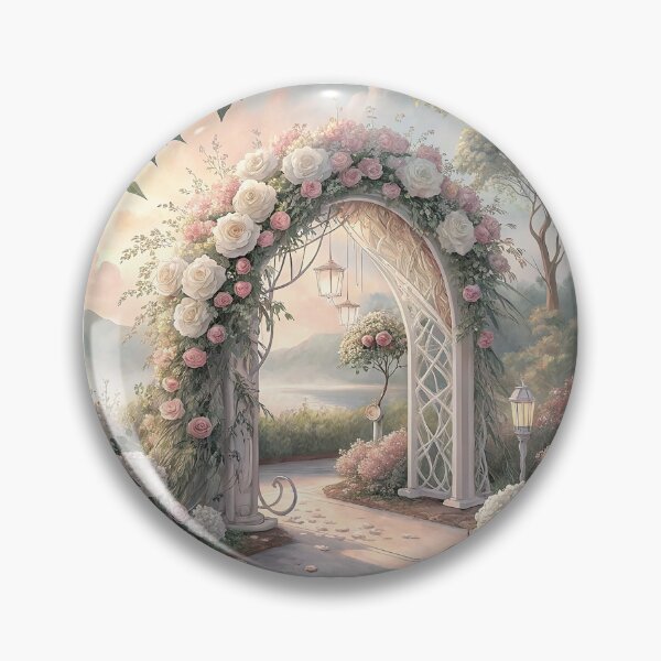 Item preview, A beautiful wedding arch decorated with white and pink flowers designed and sold by Merrylands Artshop.