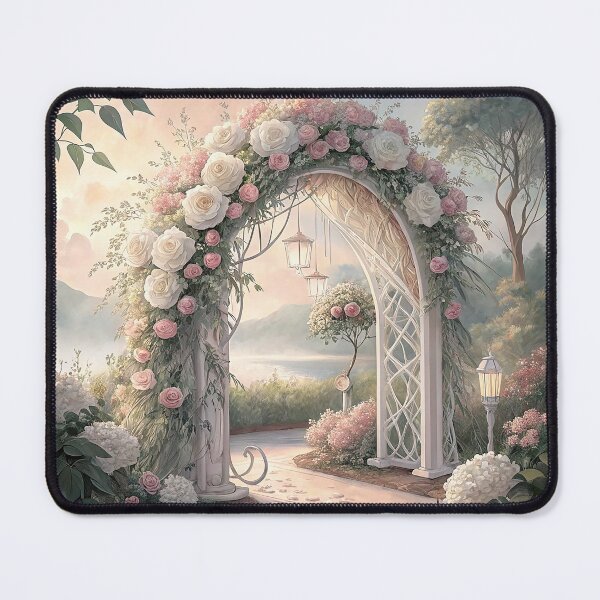 Item preview, A beautiful wedding arch decorated with white and pink flowers designed and sold by Merrylands Artshop.