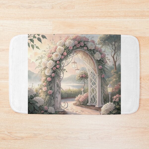 Item preview, A beautiful wedding arch decorated with white and pink flowers designed and sold by Merrylands Artshop.
