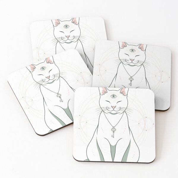 Item preview, The Keeper of the Key - Inner Portal White Cat with Key and Third Eye – Inner Portal designed and sold by 	aluzia.design.