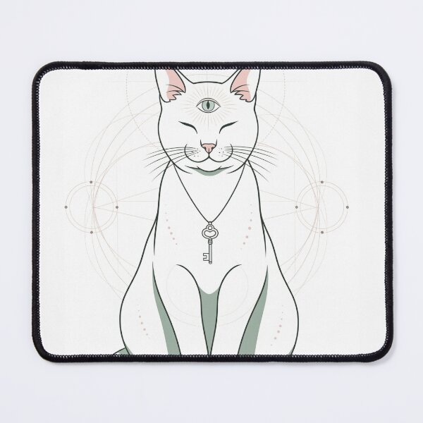 Item preview, The Keeper of the Key - Inner Portal White Cat with Key and Third Eye – Inner Portal designed and sold by aluzia.design.