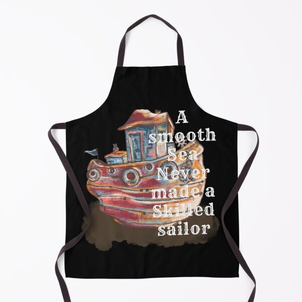 Item preview, A smooth sea never made a skilled sailor, boat, cat cartoon designed and sold by DebbieJoyArt.