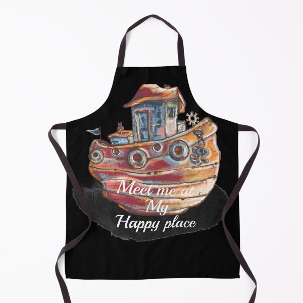Item preview, Meet me at my happy place, boat, cat cartoon designed and sold by DebbieJoyArt.
