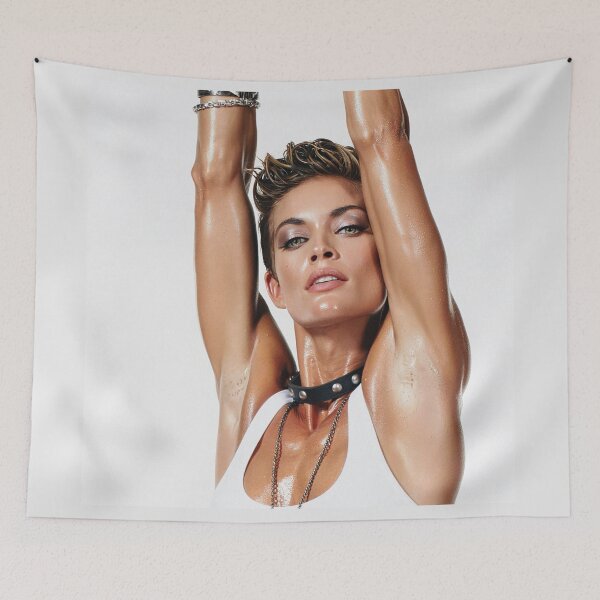 Item preview, Beautiful sexy gym woman posing with her arms up showing her armpits sweating designed and sold by Vintage Designs +.