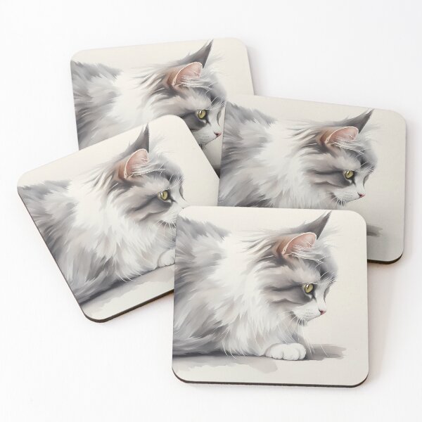 Item preview, White Gray Furry Cat designed and sold by CalmnessbyChoice.