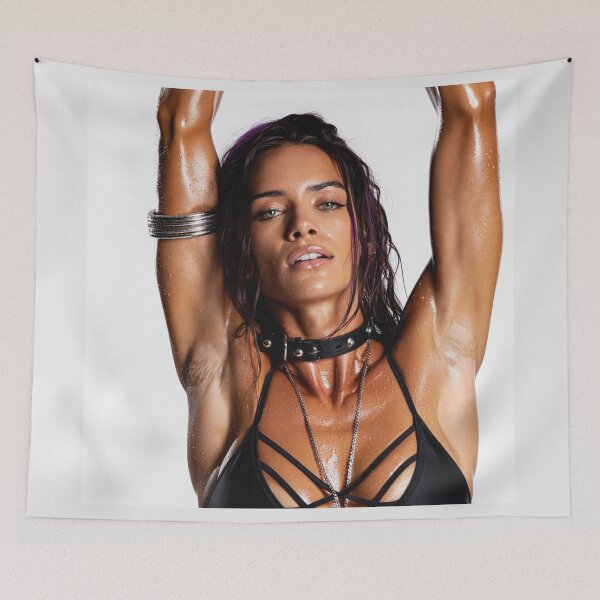 Item preview, Beautiful sexy gym woman posing with her arms up showing her armpits sweating designed and sold by Vintage Designs +.