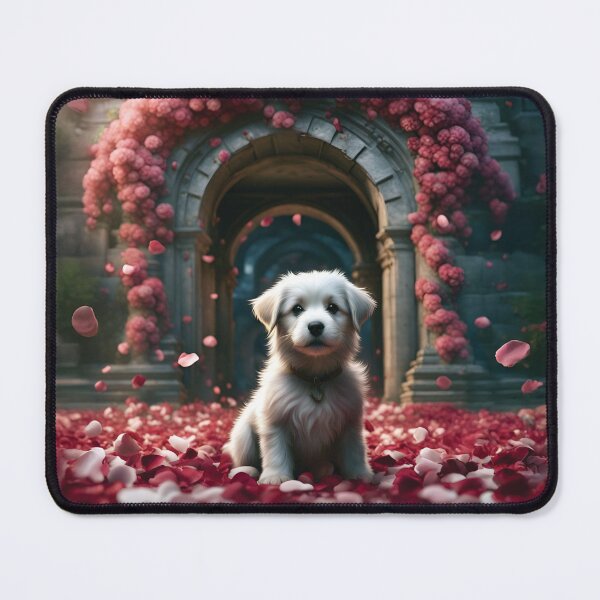 Item preview, Puppy in Petal Arch – Whimsical Fantasy designed and sold by Marcu Ioachim.