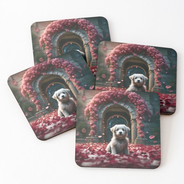 Item preview, Puppy in Petal Arch – Whimsical Fantasy designed and sold by Marcu Ioachim.