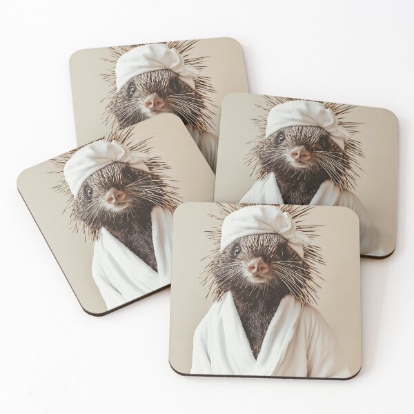 Item preview, Porcupine Wearing a Bathrobe, Cute Bathroom Wall Art designed and sold by CheekyAnimalz.
