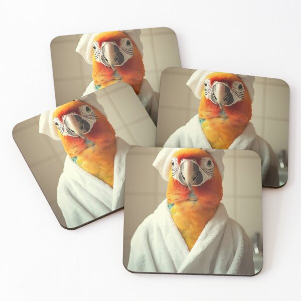 Item preview, Parrot Wearing a Bathrobe, Cute Bathroom Wall Art designed and sold by CheekyAnimalz.