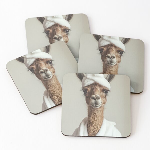 Item preview, Llama Wearing a Bathrobe, Cute Bathroom Wall Art designed and sold by CheekyAnimalz.