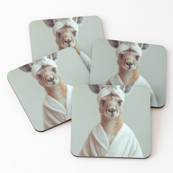 Item preview, Kangaroo Wearing a Bathrobe, Cute Bathroom Wall Art designed and sold by CheekyAnimalz.