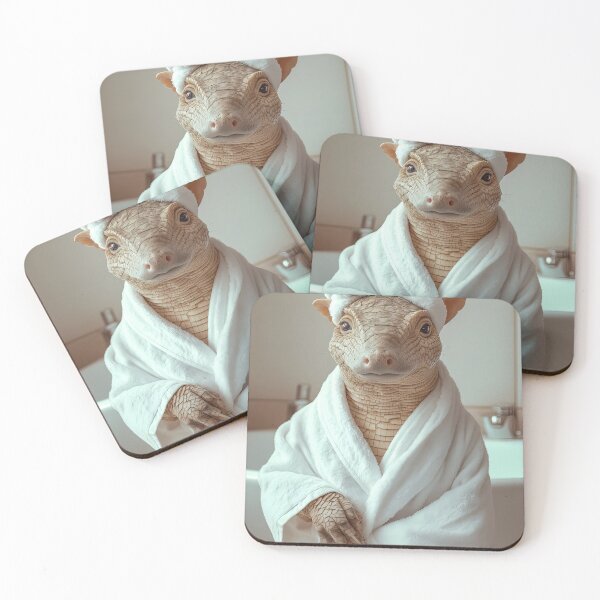 Item preview, Armadillo Wearing a Bathrobe, Cute Bathroom Wall Art designed and sold by CheekyAnimalz.