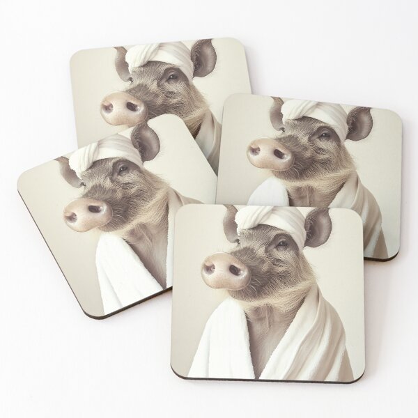 Item preview, Warthog Wearing a Bathrobe, Cute Bathroom Wall Art designed and sold by CheekyAnimalz.