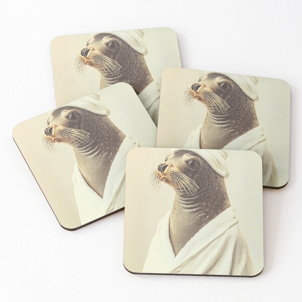 Item preview, Seal Wearing a Bathrobe, Cute Bathroom Wall Art designed and sold by CheekyAnimalz.