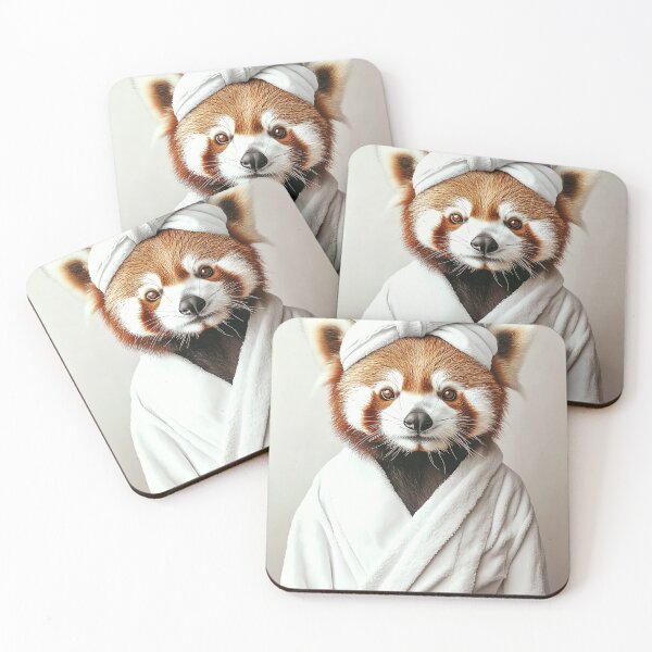 Item preview, Red Panda Wearing a Bathrobe, Cute Bathroom Wall Art designed and sold by CheekyAnimalz.
