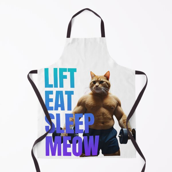 Item preview, Buff Cat Lifting Weights: "LIFT, EAT, SLEEP, MEOW" designed and sold by Skyla007.