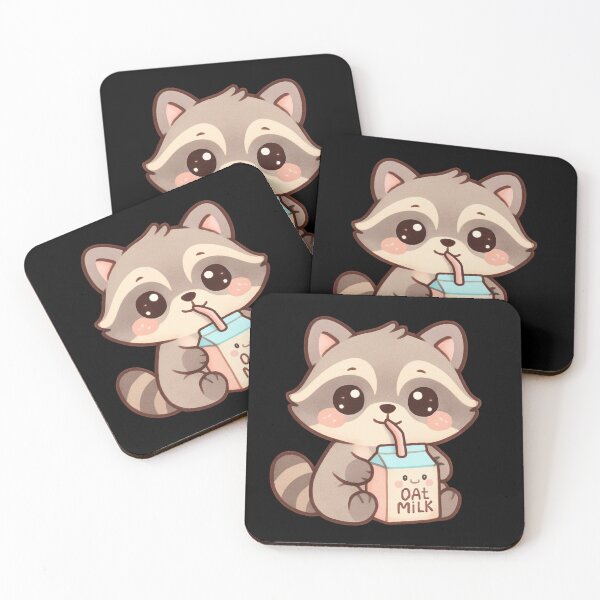 Item preview, Oat milk - Funny cute raccoon kawaii designed and sold by DamioPolArt.