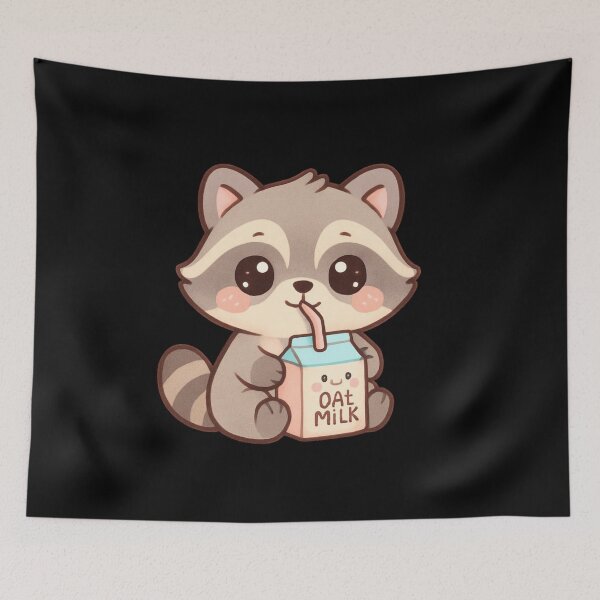 Item preview, Oat milk - Funny cute raccoon kawaii designed and sold by DamioPolArt.