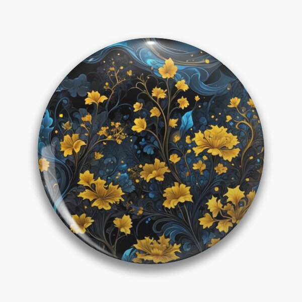 Item preview, Midnight Garden – Yellow and Blue Floral Fantasy designed and sold by livlaza.