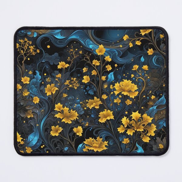 Item preview, Midnight Garden – Yellow and Blue Floral Fantasy designed and sold by livlaza.