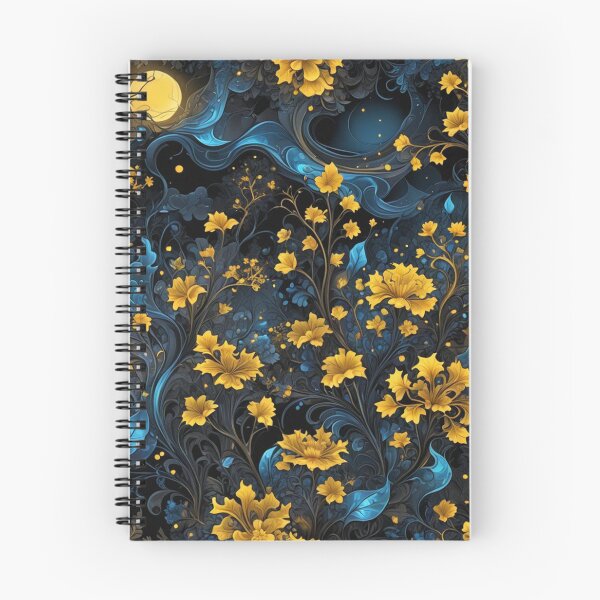 Item preview, Midnight Garden – Yellow and Blue Floral Fantasy designed and sold by livlaza.