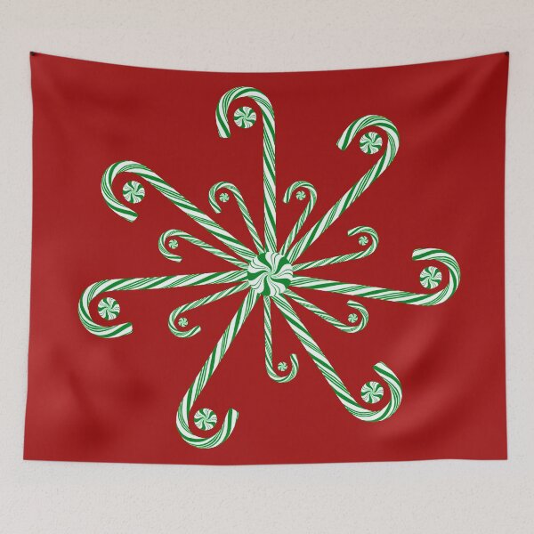 Item preview, Green and White Christmas Candy Cane Snowflake designed and sold by Deborah Camp.