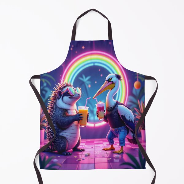 Artikelvorschau, Neon Tropics & Animal Vibes – Hedgehog & Bird in stylischer Summer Szene mit Drinks & Palmen entworfen und verkauft von FotoworldEdel.
