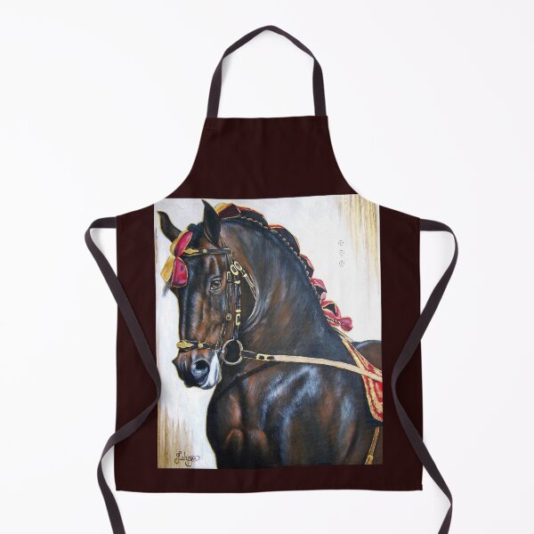 Item preview, Portuguese Horse, Bay Lusitano with ribbons acrylic painting designed and sold by Tahnja Wolter.