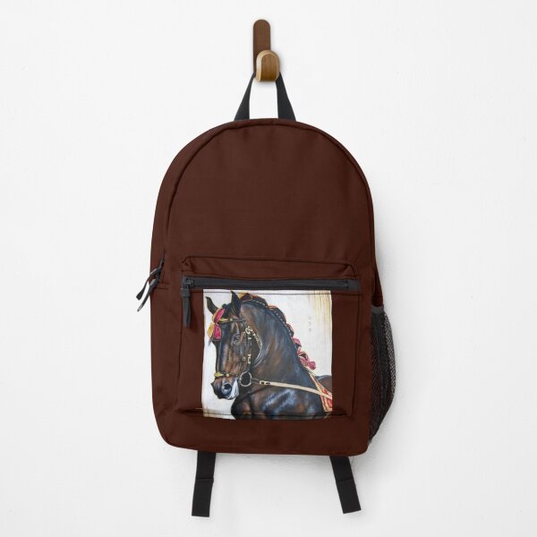 Item preview, Portuguese Horse, Bay Lusitano with ribbons acrylic painting designed and sold by Tahnja Wolter.