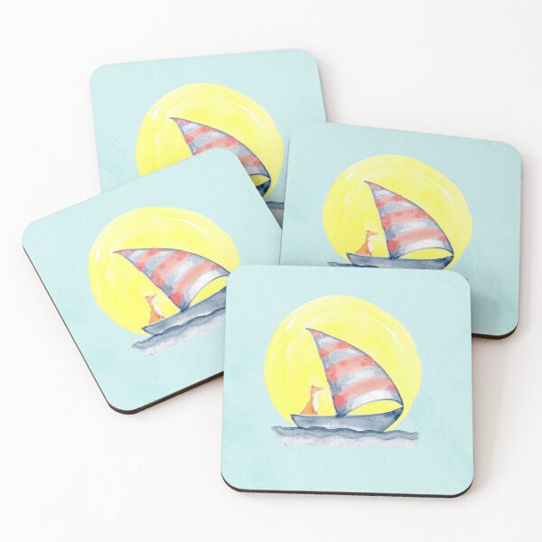 Item preview, Dreaming Fox at Sea – Whimsical Watercolor Sailing Art designed and sold by ConfuseLab Alt.