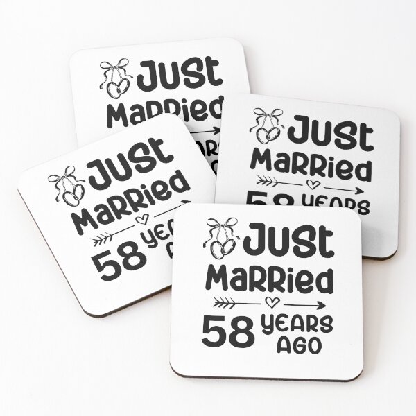 Item preview, Just Married 58 Years Ago, 58th Wedding Anniversary for Men & Women designed and sold by Mozaic Clothes.
