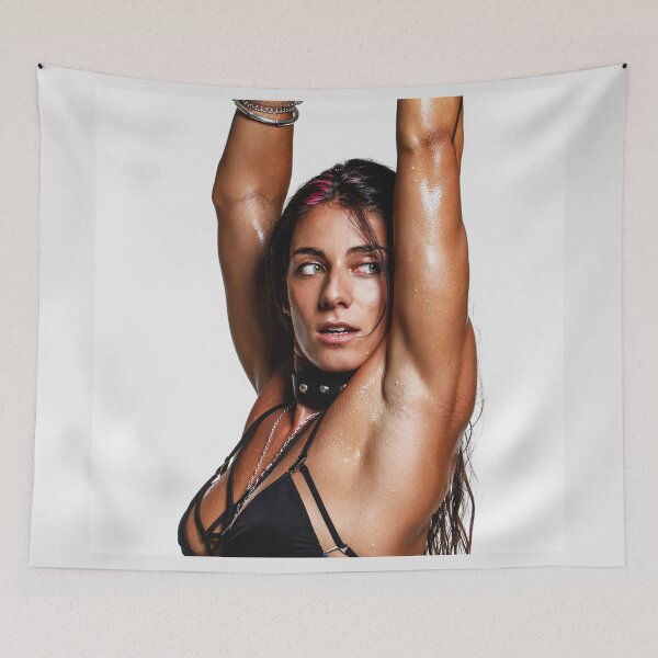 Item preview, Beautiful sexy gym woman posing with her arms up showing her armpits sweating designed and sold by Vintage Designs +.