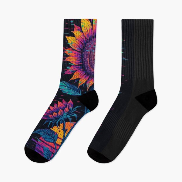 Item preview, Glitch sunflower retro sunset, vaporwave floral art designed and sold by -ouij.