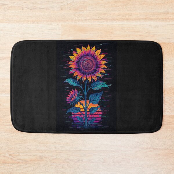 Item preview, Glitch sunflower retro sunset, vaporwave floral art designed and sold by -ouij.
