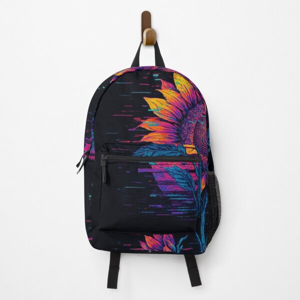 Item preview, Glitch sunflower retro sunset, vaporwave floral art designed and sold by -ouij.