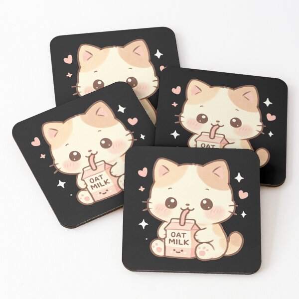 Item preview, Oat milk - Funny cute cat kawaii designed and sold by DamioPolArt.