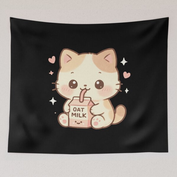 Item preview, Oat milk - Funny cute cat kawaii designed and sold by DamioPolArt.