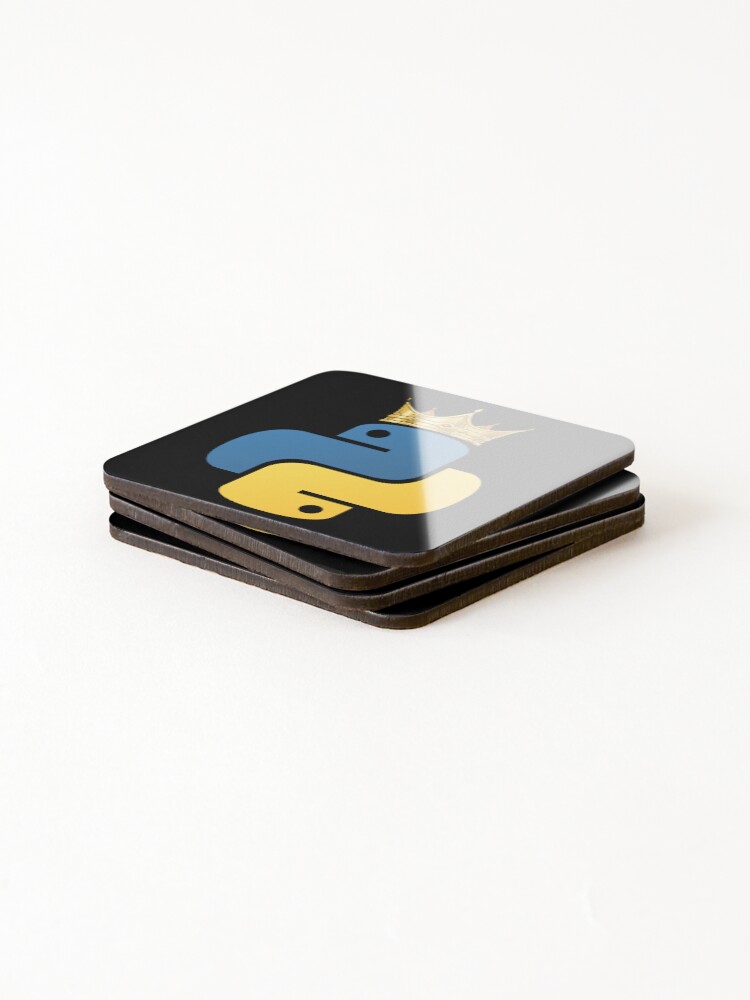 Thumbnail 4 of 5, Coasters (Set of 4), Python King – Rule the Code designed and sold by Redstrawberry13.