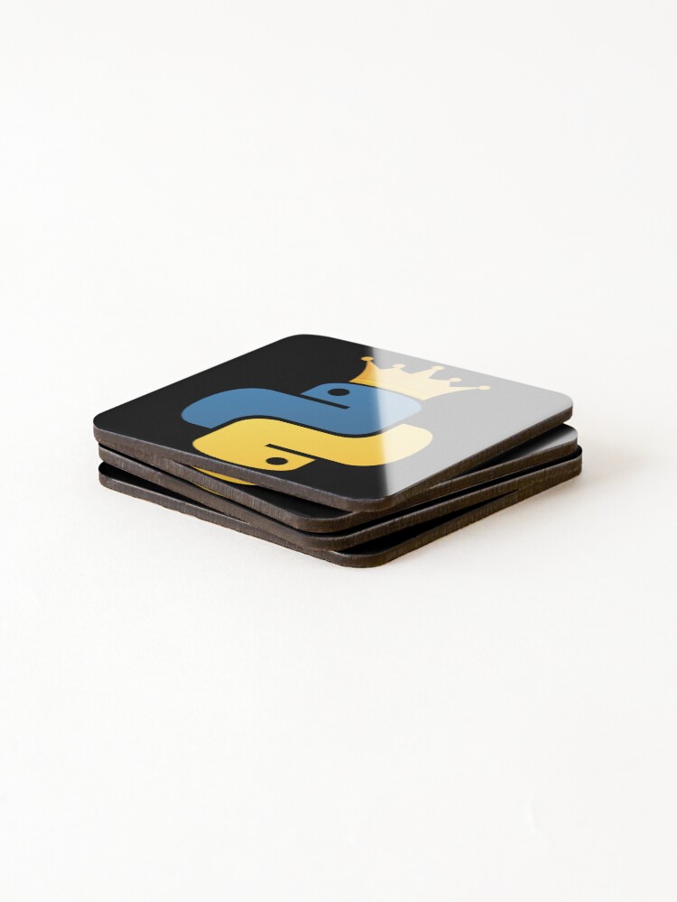 Thumbnail 4 of 5, Coasters (Set of 4), Python King – Rule the Code designed and sold by Redstrawberry13.