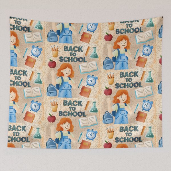 Item preview, school, September 1, office, schoolboy, girl, watercolor, alarm clock, lessons, knowledge, learning, teacher, grammar, ruler, book, backpack, write, read, draw designed and sold by Tetiana Pohurska.