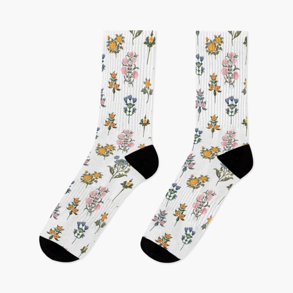 Item preview, Floral botanical illustrations. Stylized flowers in orange, blue and pink designed and sold by Grin Katalina Floral Patterns & Cozy Art.