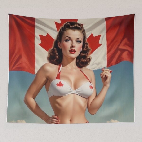 Aperçu de l'œuvre Affiche pin-up canadienne des années 1940 – Photographie de beauté vintage de l'époque militaire créée et vendue par MissSaylor.